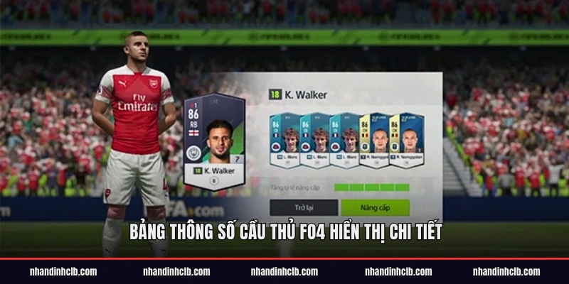 Bảng thông số cầu thủ FO4 hiển thị chi tiết