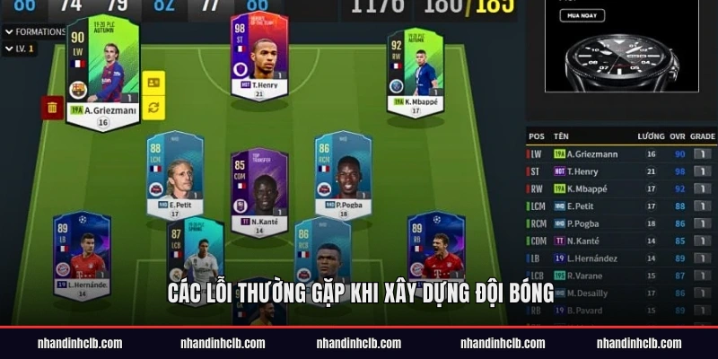 Các lỗi thường gặp khi xây dựng đội bóng