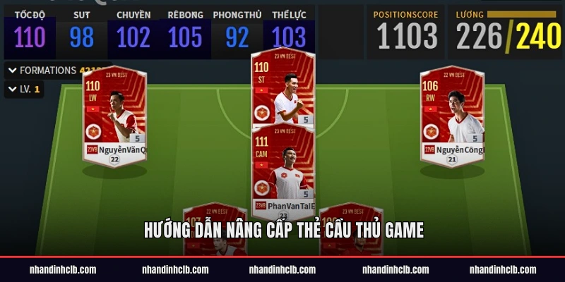 Hướng dẫn nâng cấp thẻ cầu thủ game