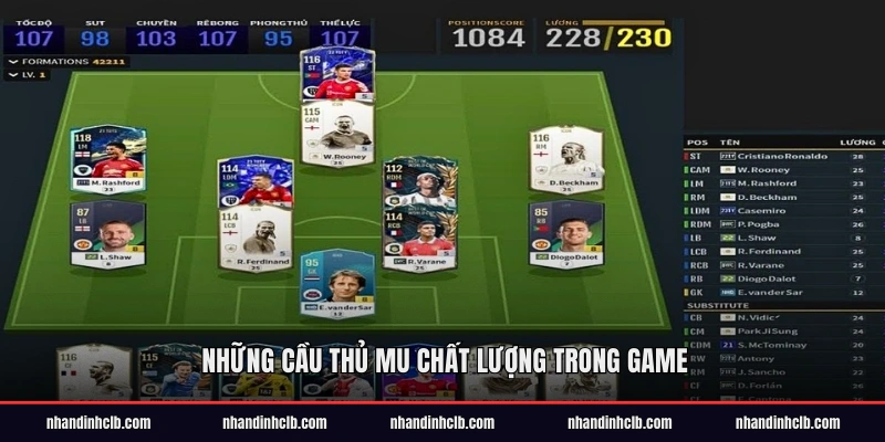Những cầu thủ MU chất lượng trong game